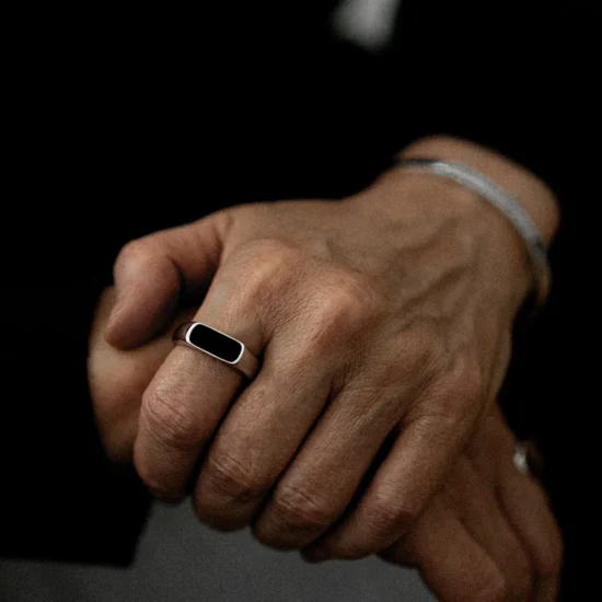 Signet Bar Ring [Silver & Gold]