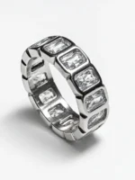 Emerald Cut Eternity Ring (Silver) – LOVII Rings photo 1