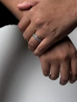 Emerald Cut Eternity Ring (Silver) – LOVII Rings photo 3